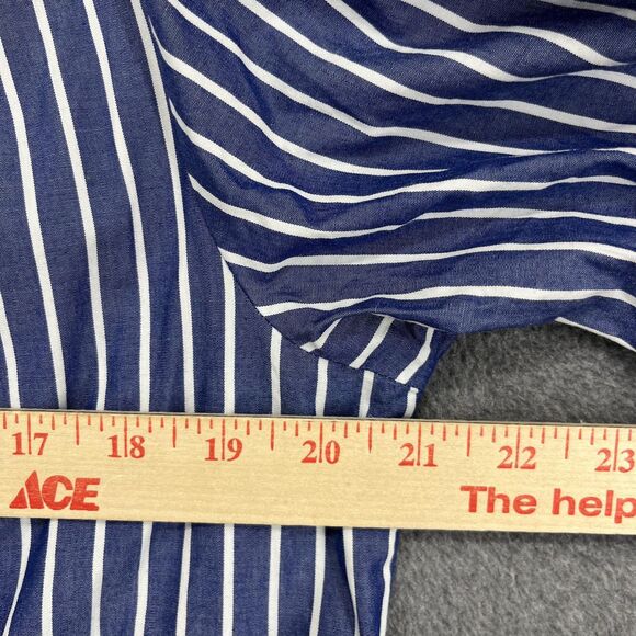 GAP Shirt Dress Womens Large Blue Striped Button Front Tiered Cotton Pockets - Picture 11 of 16